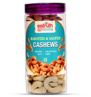 Roasted and Salted Cashews premium protein rich healthy snack in airtight jar