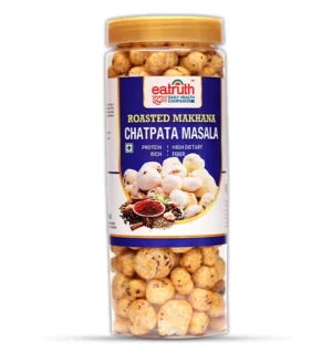 Alt Text: Roasted Makhana Chatpata Masala crunchy protein rich fox nuts snack