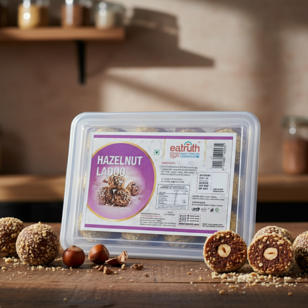 Hazelnut Ladoo – Premium Handmade Sweet (12 Pieces) | Rich & Nutty Hazelnut Flavor | Soft Delicious Indian Mithai