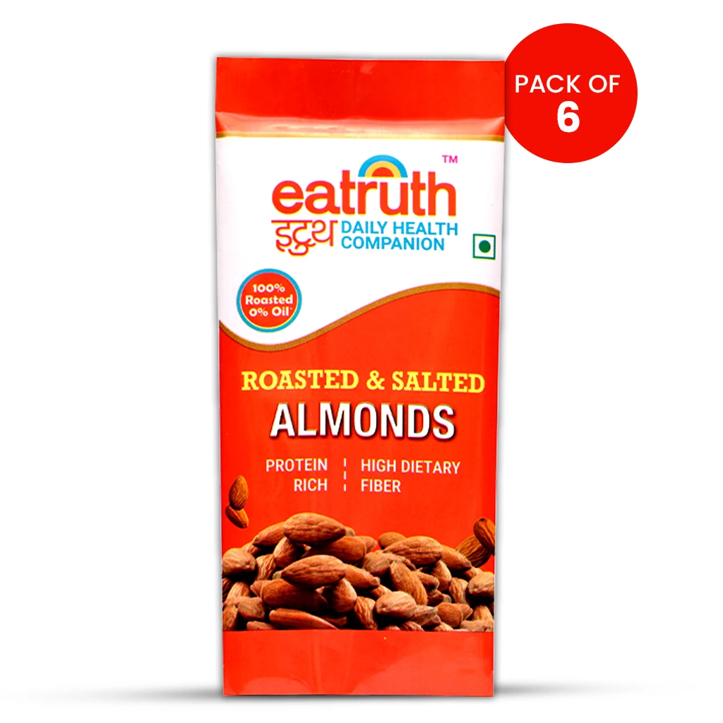 Eatruth Roasted & Salted Almonds Pack of 6 100% Roasted 0% Oil